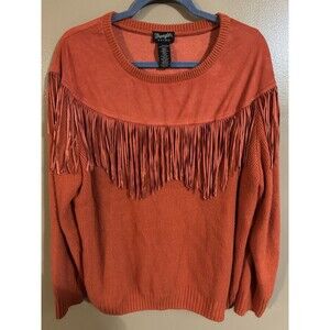 Wrangler retro women’s rust colored fringe sweater size XXL